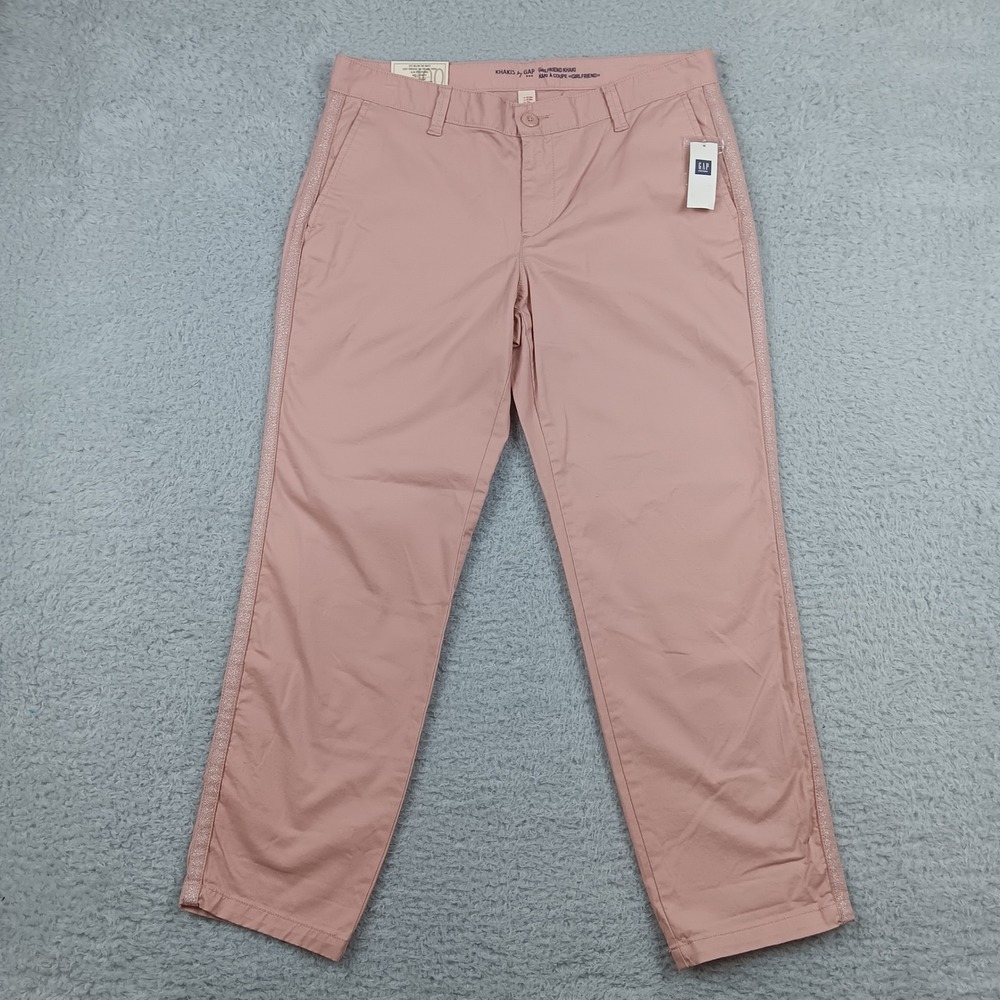 Gap Pant Girlfriend Khaki Women 6 Pink Tonal Side Stripe NWT S/164039-00